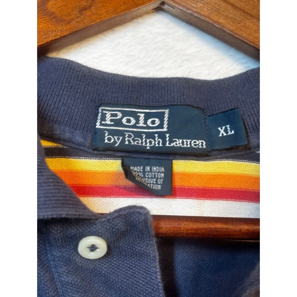 Vintage 90s Ralph Lauren Mens XL Faded Rainbow Striped‎ Collared Polo Shirt